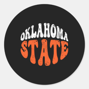 Oklahoma State Tee.retro Vintage Distressed Design Runt Klistermärke