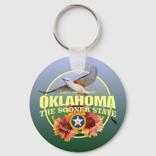 Oklahoma statlig fågel & blomma nyckelring