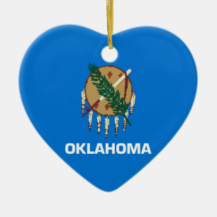 Oklahoma Statlig flagga Design Decor Julgransprydnad Keramik