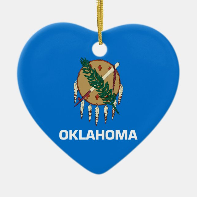 Oklahoma Statlig flagga Design Decor Julgransprydnad Keramik (Framsidan)
