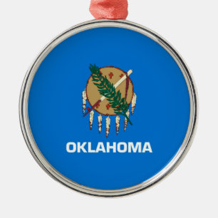 Oklahoma Statlig flagga Design Decor Julgransprydnad Metall