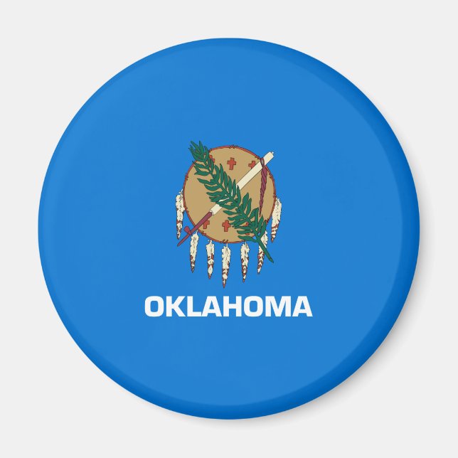 Oklahoma Statlig flagga Design Magnet (Framsidan)
