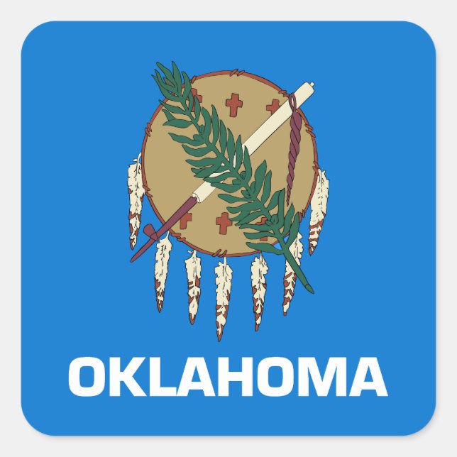 Oklahoma Statlig flagga Fyrkantigt Klistermärke (Framsida)