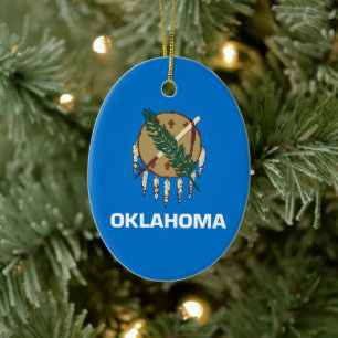 Oklahoma Statlig flagga Julgransprydnad Keramik