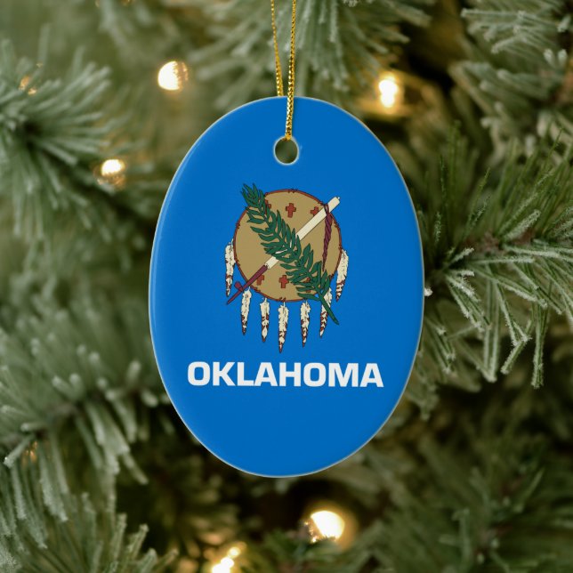 Oklahoma Statlig flagga Julgransprydnad Keramik (Träd)