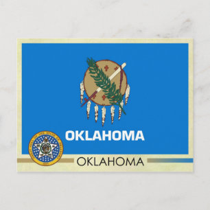 Oklahoma Statlig flagga och Seal Vykort