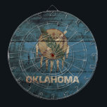 Oklahoma Statlig flagga på Old Wood Grain Darttavla<br><div class="desc">Oklahoma Statlig flagga på Old Wood Grain Feel kan ändra designen enligt dina egna önskemål. Du kan ändra designplats, orientering, bakgrundsorientering och storlekare färger. Du kan också lägga till din egen text, eller slogan ange dess teckensnitt, plats och storlekare, allt för att skapa den ultimata personliga presenten för dig och...</div>