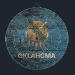 Oklahoma Statlig flagga på Old Wood Grain Darttavla<br><div class="desc">Oklahoma Statlig flagga på Old Wood Grain Feel kan ändra designen enligt dina egna önskemål. Du kan ändra designplats, orientering, bakgrundsorientering och storlekare färger. Du kan också lägga till din egen text, eller slogan ange dess teckensnitt, plats och storlekare, allt för att skapa den ultimata personliga presenten för dig och...</div>