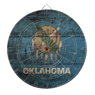 Oklahoma Statlig flagga på Old Wood Grain Darttavla