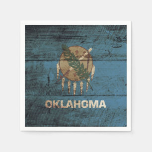Oklahoma Statlig flagga på Old Wood Grain Pappersservett