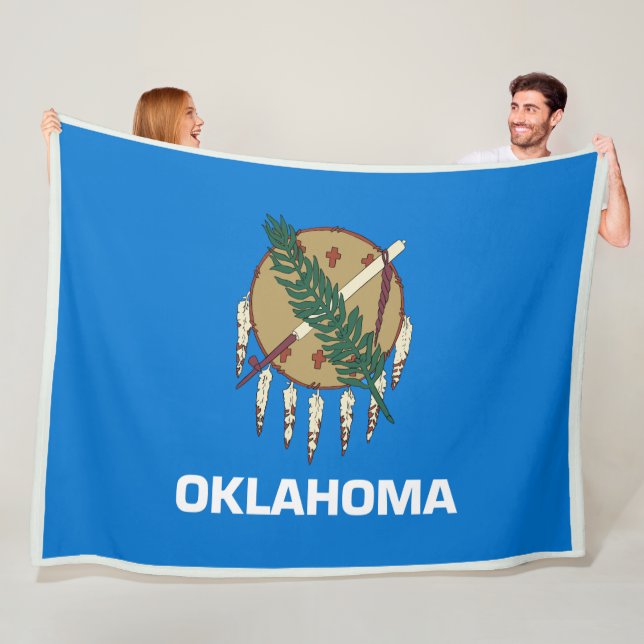 Oklahoma Statlig flagga Skriv ut Patriotc Fleecefilt (På plats)