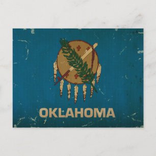 Oklahoma Statlig flagga VINTAGE.png Vykort