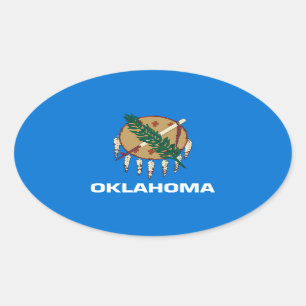 Oklahoma statlig flaggadesign ovalt klistermärke
