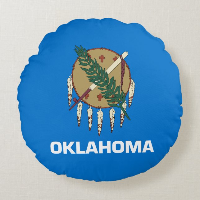 Oklahoma statsflagga rund kudde (Framsidan)