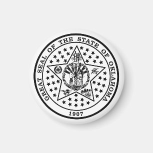 Oklahoma Statsförsegling (svart och vitt) Magnet