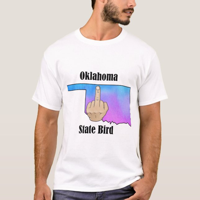Oklahoma-statspapper t-shirt mitten finger färg (Framsida)