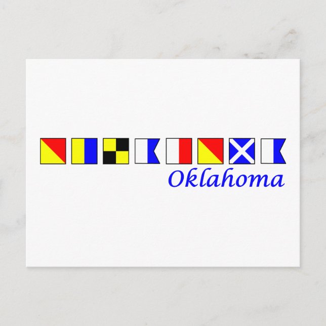 Oklahoma stavat i nautisk flagga alfabet vykort (Framsida)