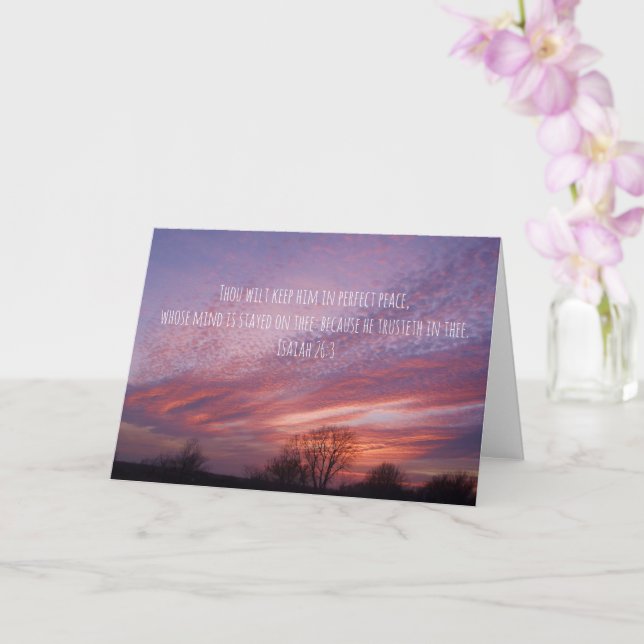 Oklahoma Sunset with Träd and Bible Verse Kort (Orkide)
