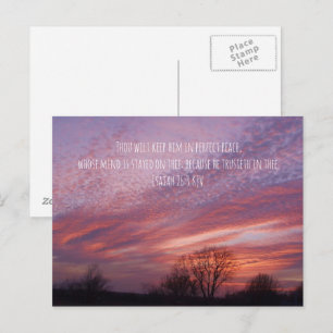 Oklahoma Sunset with Träd and Bible Verse Vykort