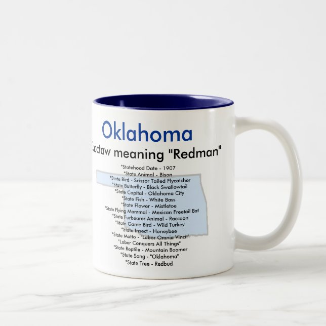 Oklahoma symboler & karta Två-Tonad mugg (Höger)