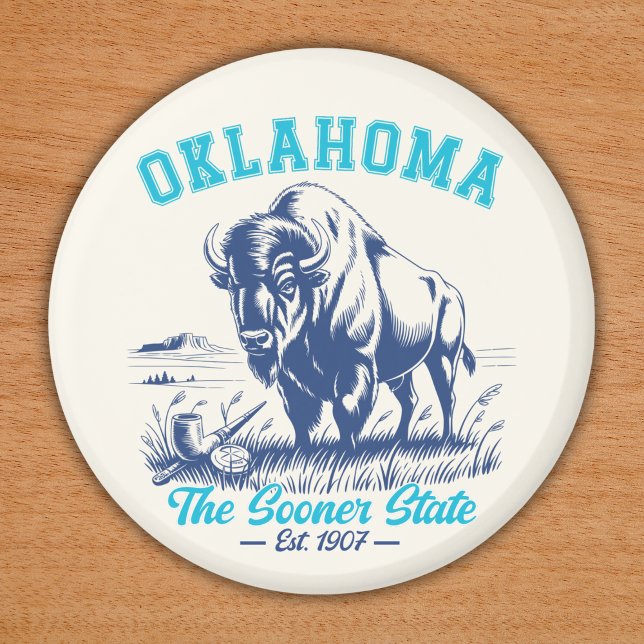 Oklahoma The Sooner State - Bison Art Design Magnet (Skapare uppladdad)