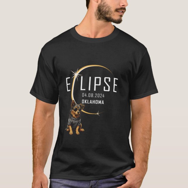 OKLAHOMA Total Solar Eclipse 2024 Rolig hund Glass T Shirt (Framsida)