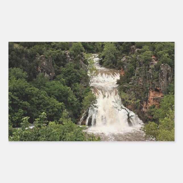Oklahoma, Turner Falls Waterfall Rektangulärt Klistermärke (Framsida)