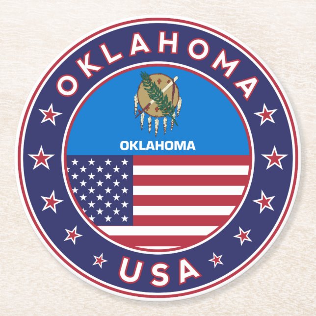 Oklahoma Underlägg Papper Rund (Framsidan)