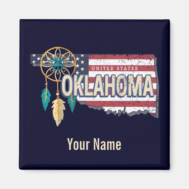 Oklahoma United Stater Retro Karta Vintage USA Magnet (Framsidan)
