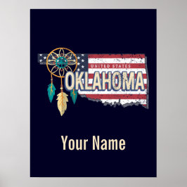 Oklahoma United Stater Retro Karta Vintage USA Poster