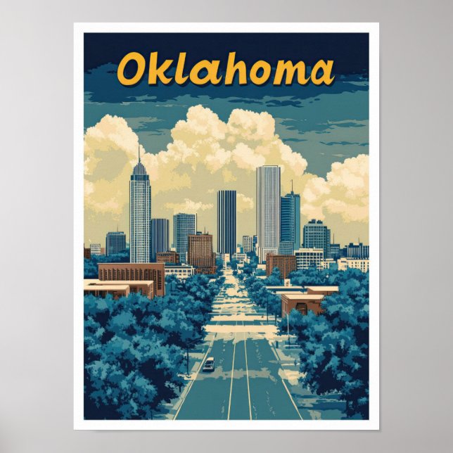 Oklahoma United Stater Vintage resor Illustration Poster (Framsidan)