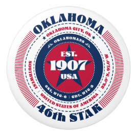 Oklahoma US State Rött vitt blått Typography Knopp