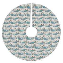 Oklahoma Valtradition med julgran och val Julgransmatta Borstad Polyester