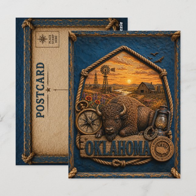 Oklahoma Vintage Resa Vykort (Fram/baksida)