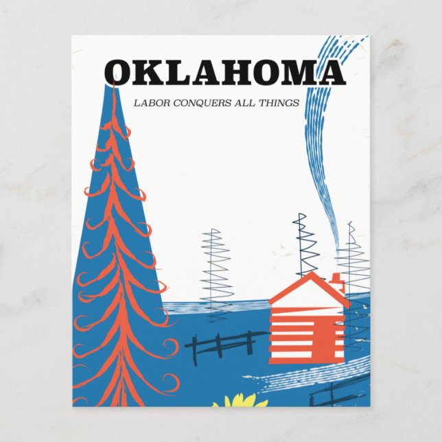 Oklahoma vintage reseskylt. flygblad (Framsidan)