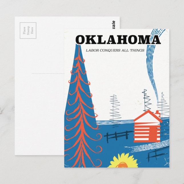 Oklahoma vintage reseskylt. vykort (Fram/baksida)