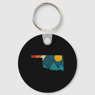 Oklahoma Vintage State Karta Mountains Hiking Prid Nyckelring