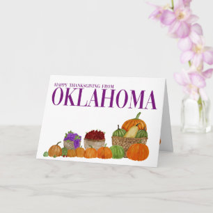 Oklahoma Watercolor Pumpkins Thanksgiving Card Kort