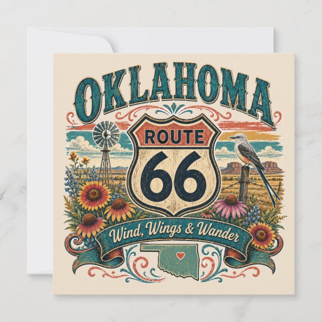 Oklahoma Wildflower Route 66-kort Kort (Framsida)