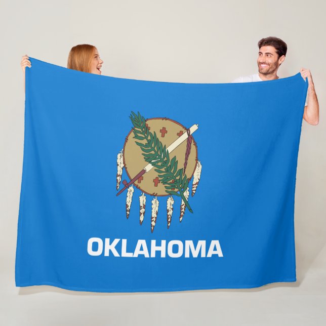 Oklahomas delstatsflagga fleecefilt (På plats)