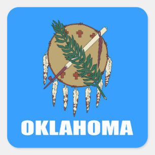 Oklahomas flagga fyrkantigt klistermärke