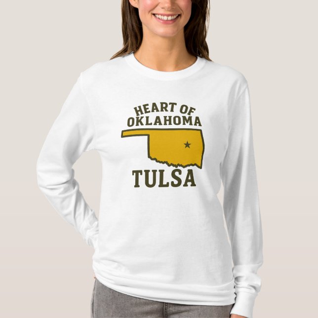 Oklahomas hjärta | Tulsa State Karta Design T Shirt (Framsida)