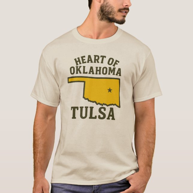 Oklahomas hjärta | Tulsa State Karta Design T Shirt (Framsida)