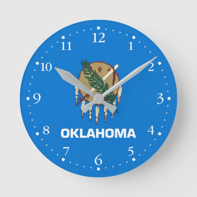 Oklahomas patriotiska statsflagga rund klocka (Framsida)