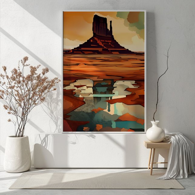Öknen inramad poster (This abstract modern art print will add color and sophistication to any room.)