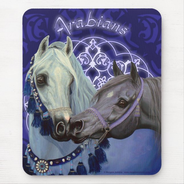 Öknen pryder med ädelsten arabisk hästmousepad musmatta (Framsidan)