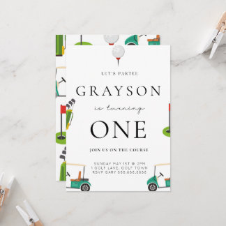 Ökningen av Golf Birthday Par Inbjudningar
