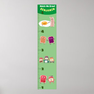 Ökningsdiagram för tecknad av Cute-frukost Poster