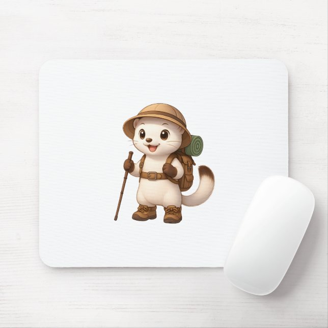 Okojo Adventure Mouse Pad – Kawaii Japanese Stoat Musmatta (Med mus)