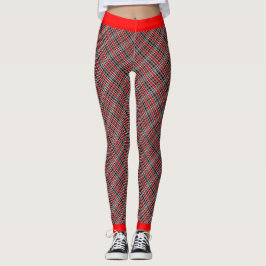Okonventionell röd vit och svart PLAID Leggings